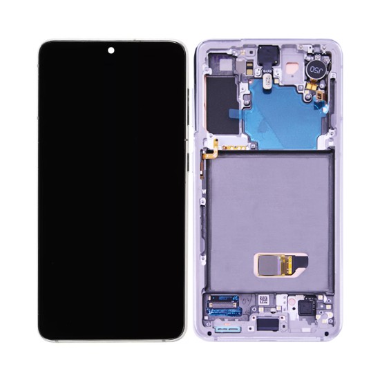 Touch+Display+Frame Samsung Galaxy S21 5G/G991 Com Câmera Service Pack Branco Fantasma